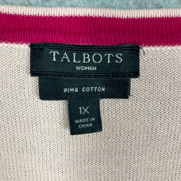 Talbots Sweater Women's Plus 1X Pink Button Cardigan 3/4 Sleeve Pima Cotton - Picture 5 of 11